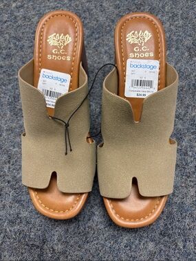 G.C. Shoes Taupe Suede Slide Sandals with Split Vamp